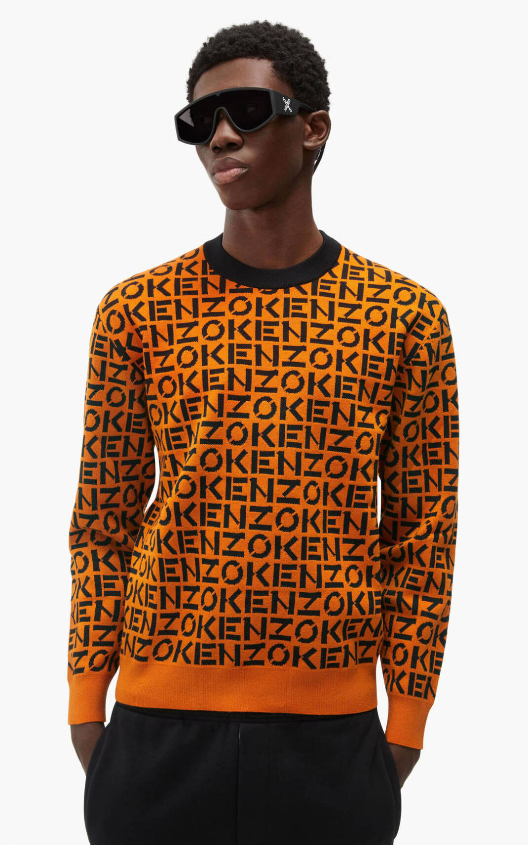 Kenzo Sport monogram Striktrøje Herre - Dyb Orange DK-026586